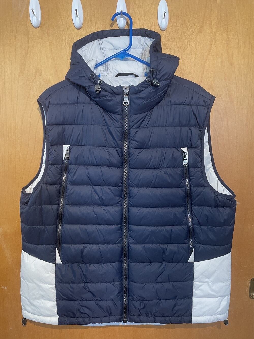 NWOT PAJAR Canada Mens zip front XL Blue hooded vest Featherless Ski Packable
